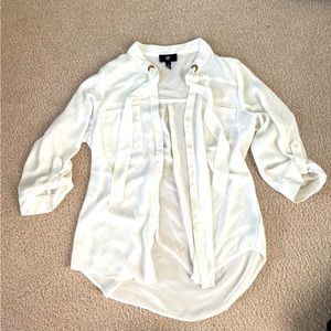 Satin shirt with grommet detail